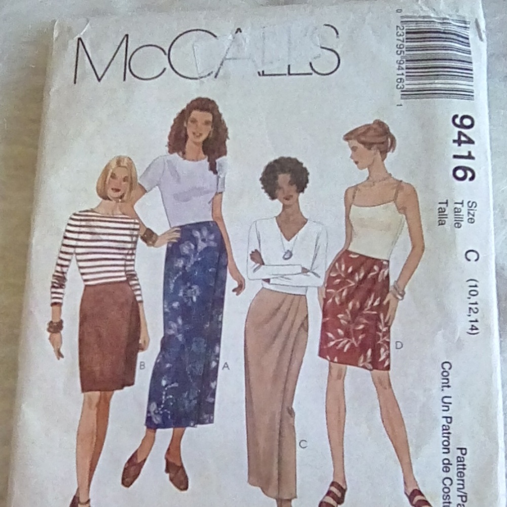 McCall's 9416 Sz 10-14 Misses Mock Wrap Skirt 2 Lengths